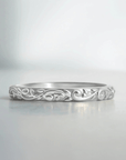The Sylvan Ring. Nature-Sculpted Leaf & Scroll Wedding Ring (2.5 mm)