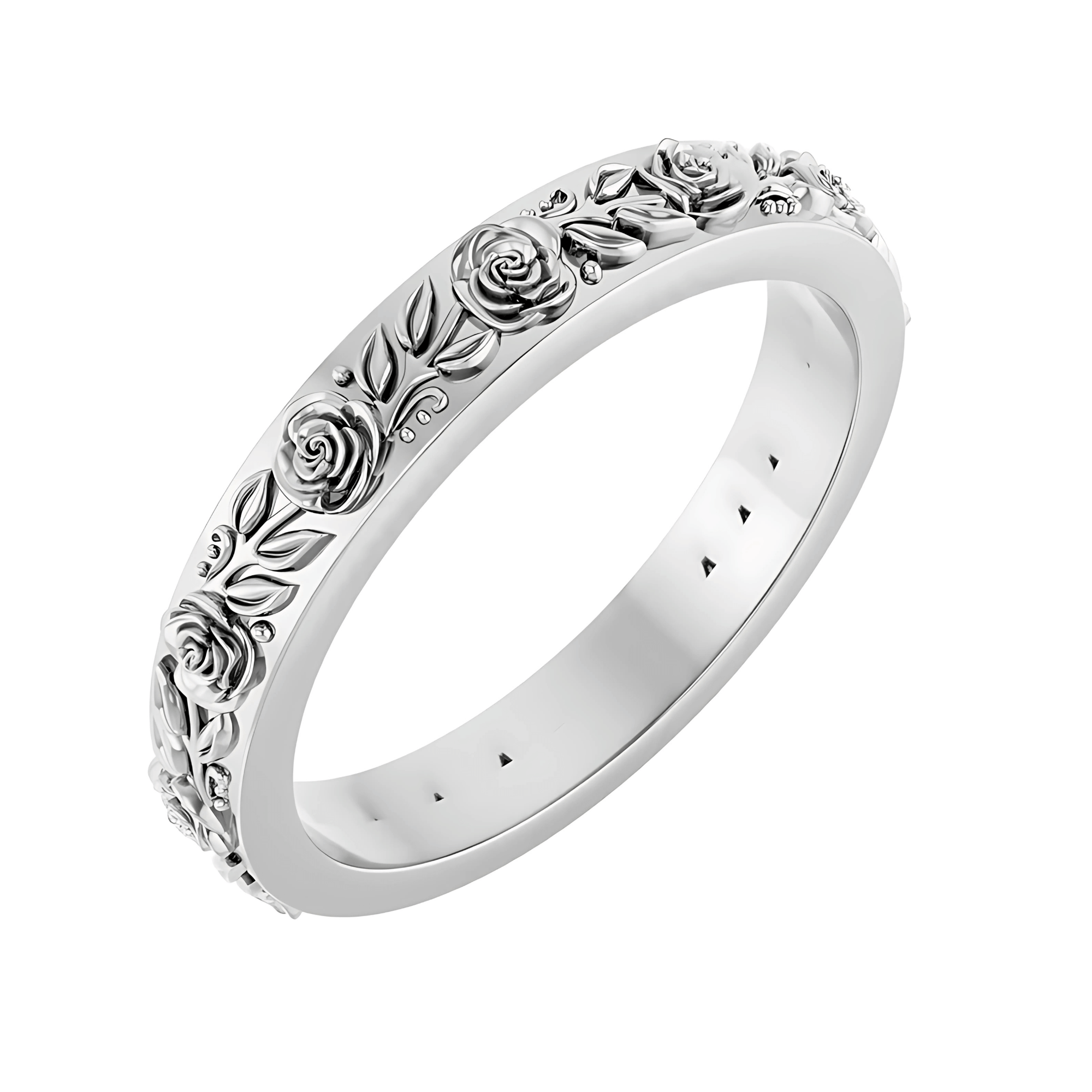 The Flora Wedding Ring - Floral Sculpted Wedding Band