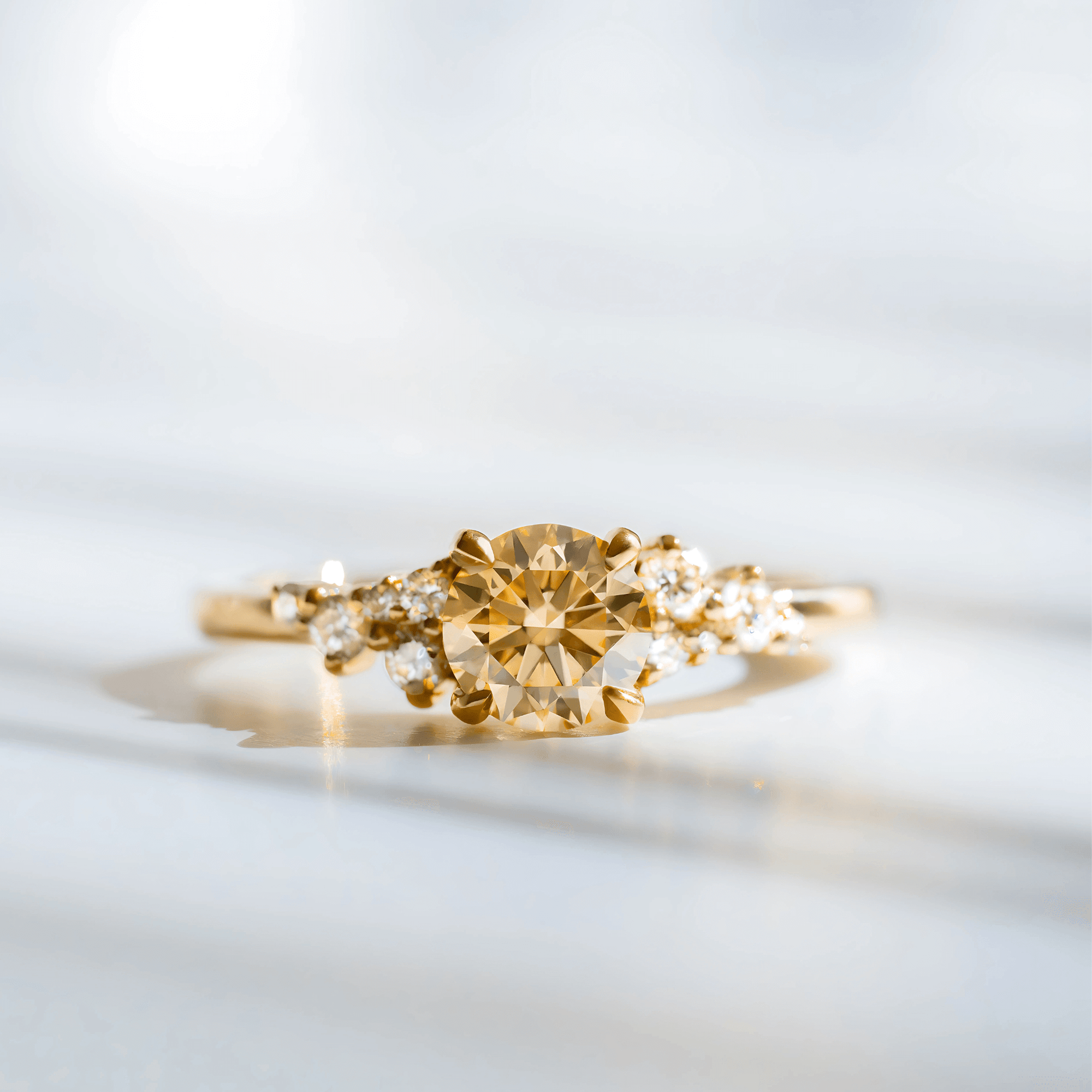 The Aries Ring - Yellow Diamond Round Lab Created