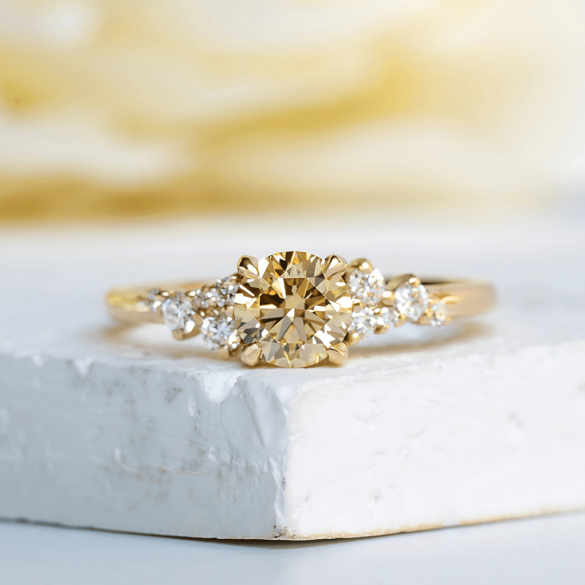 The Aries Ring - Yellow Diamond Round Lab Created