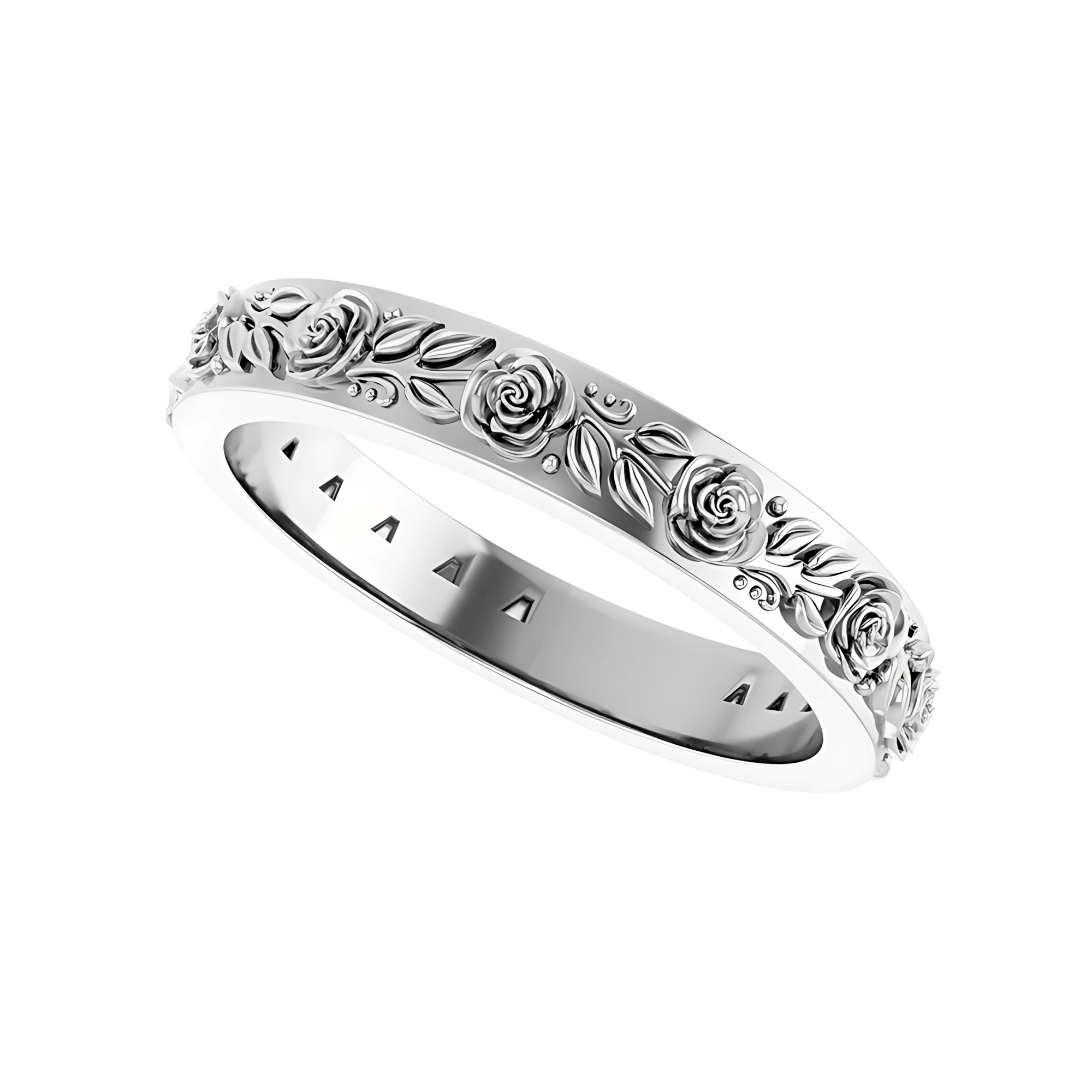 The Flora Wedding Ring - Floral Sculpted Wedding Band