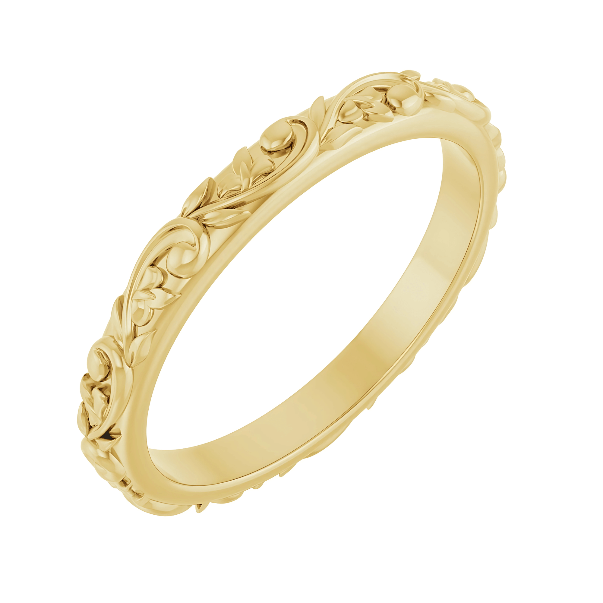 The Sylvan Ring. Nature-Sculpted Leaf & Scroll Wedding Ring (2.5 mm)