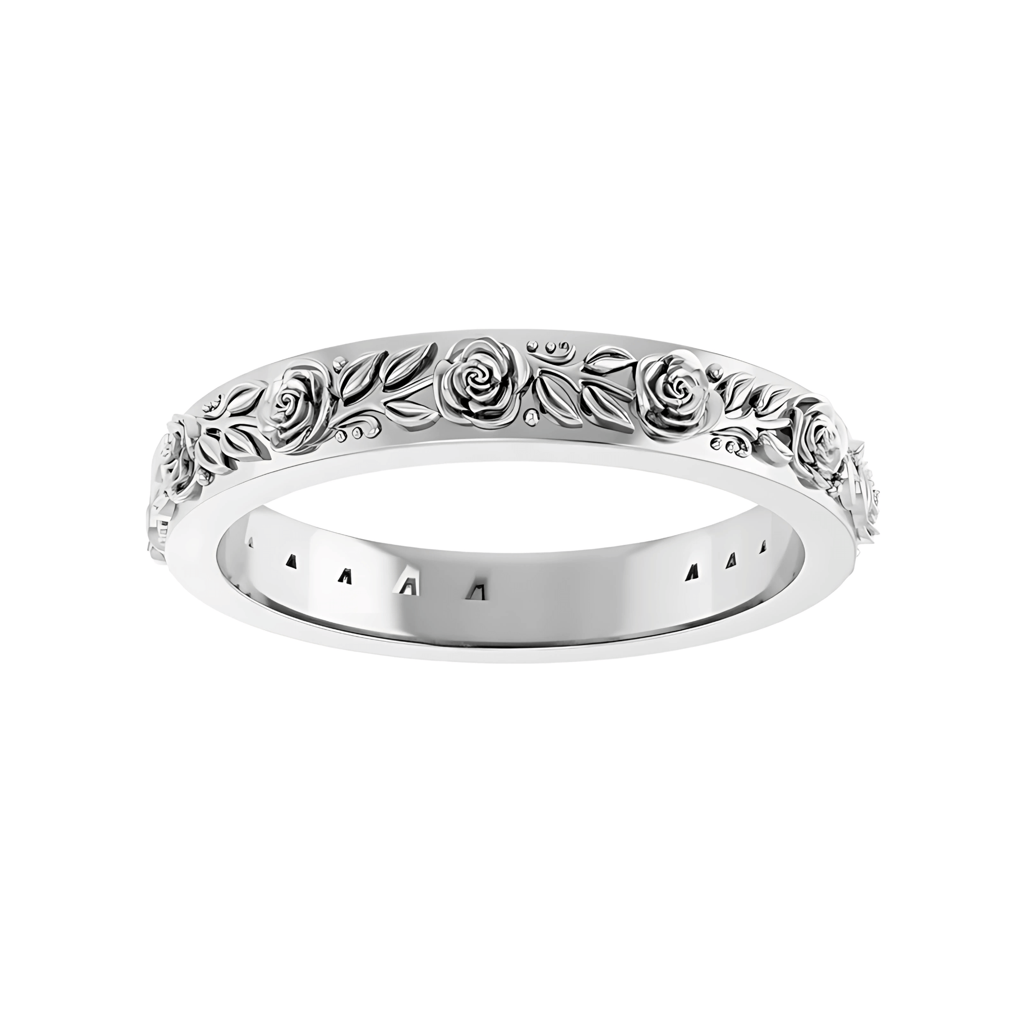 The Flora Wedding Ring - Floral Sculpted Wedding Band