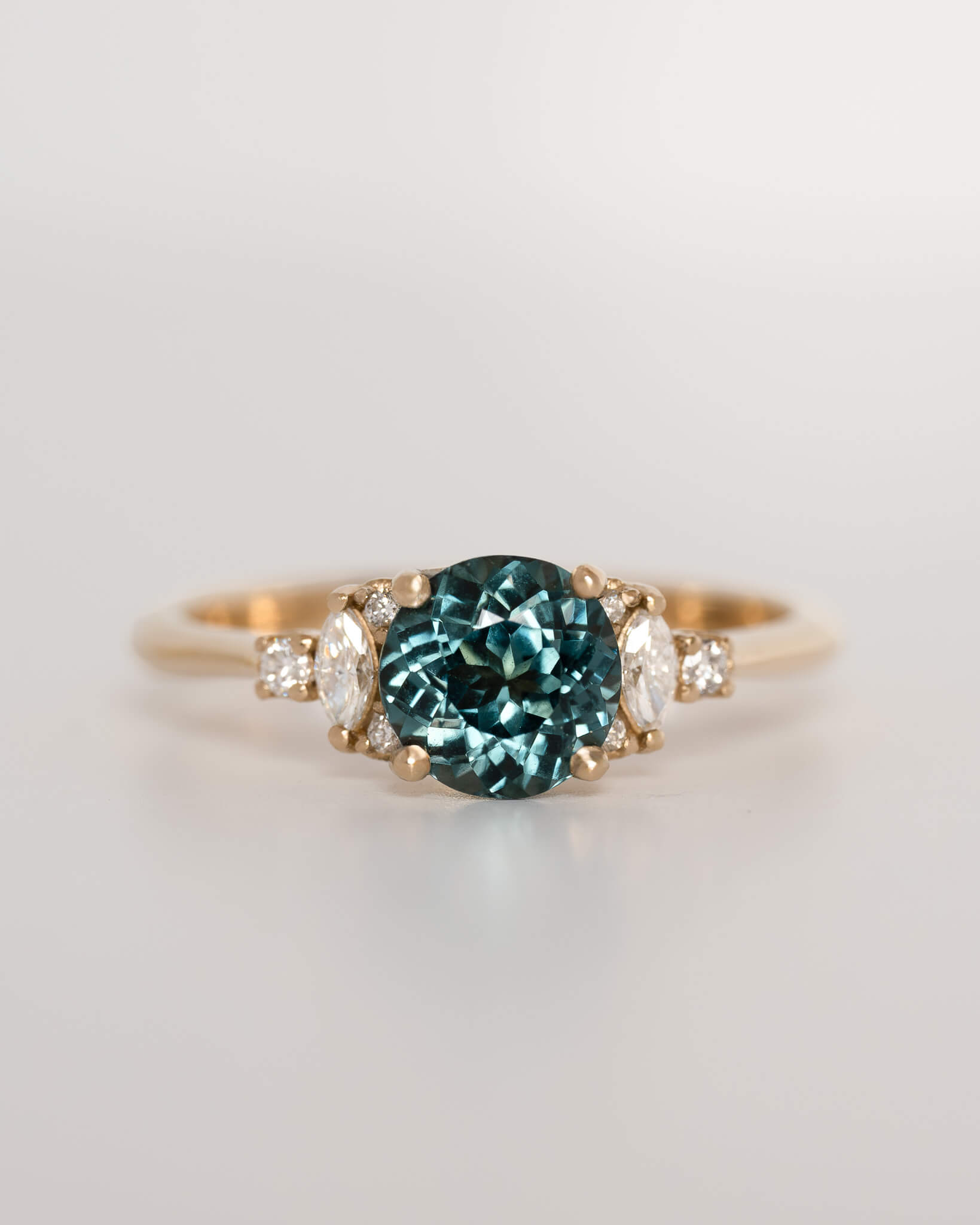 Unique Teal Tourmaline and Diamond Ring Ethereal Engagement Ring Moments Jewellery