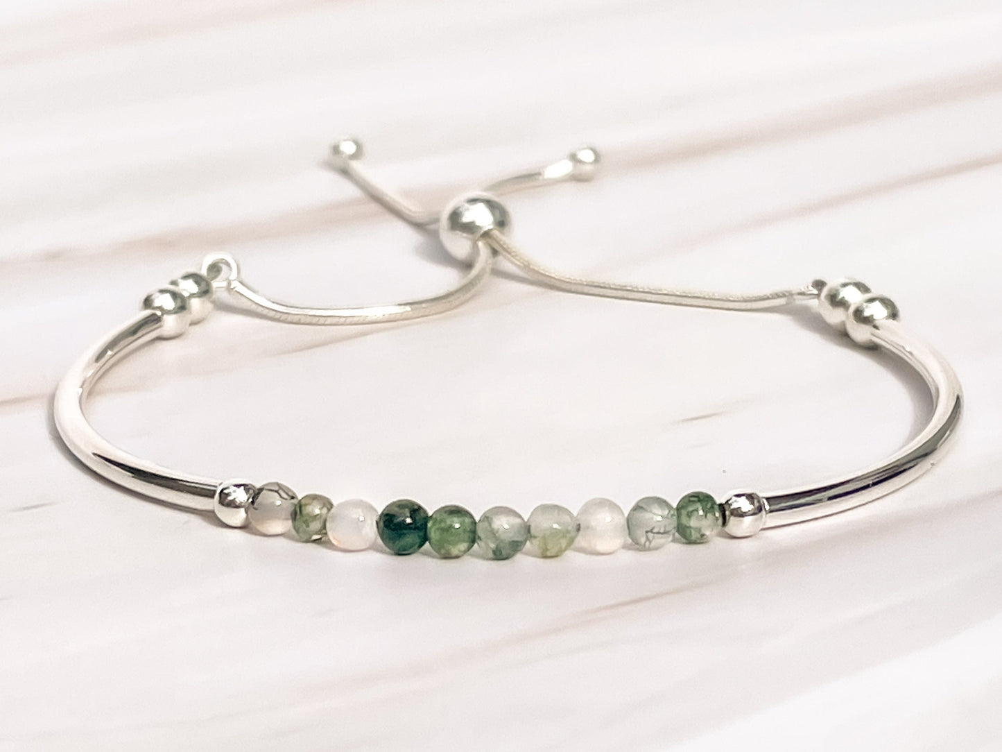 Moss Agate Slider Bracelet