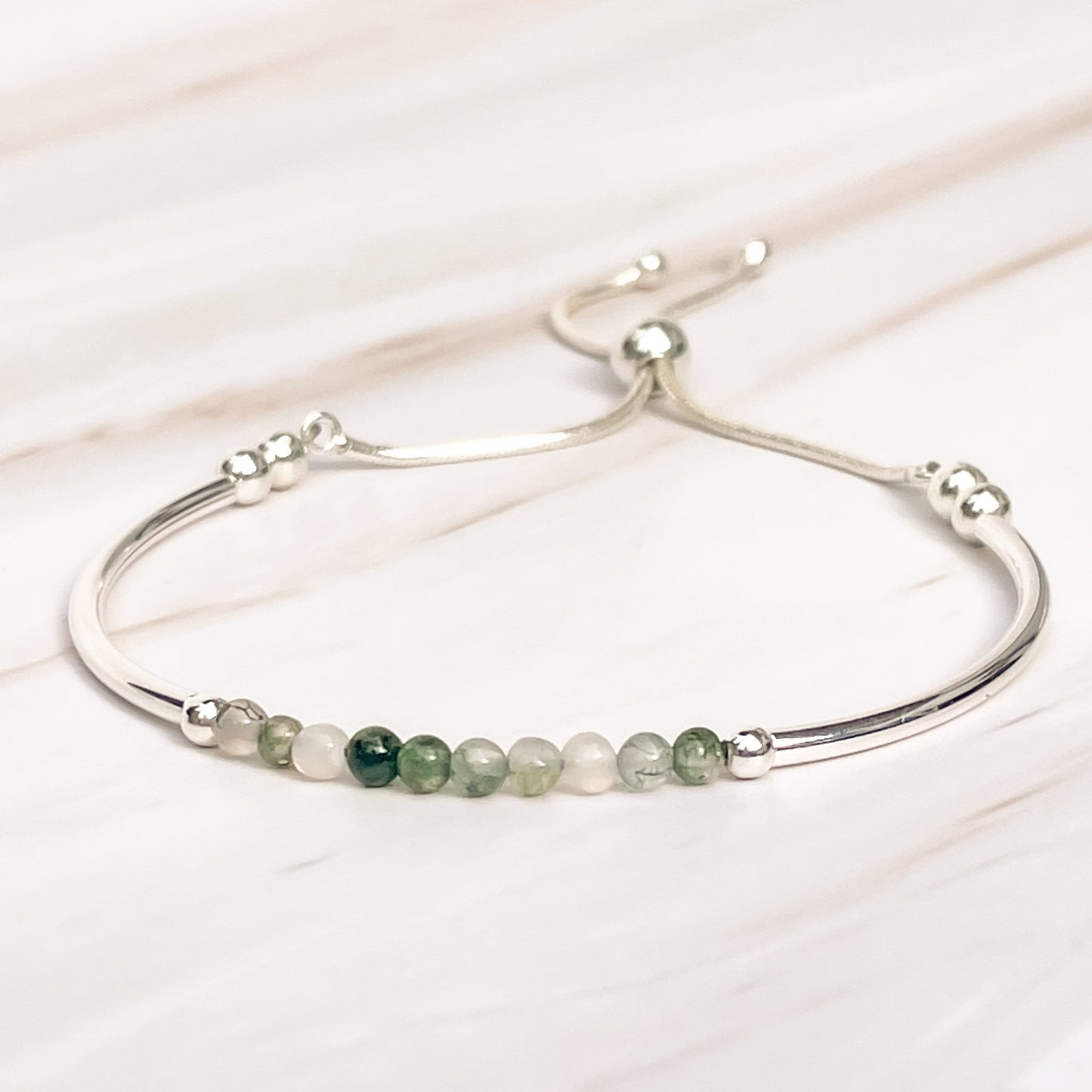 Moss Agate Slider Bracelet