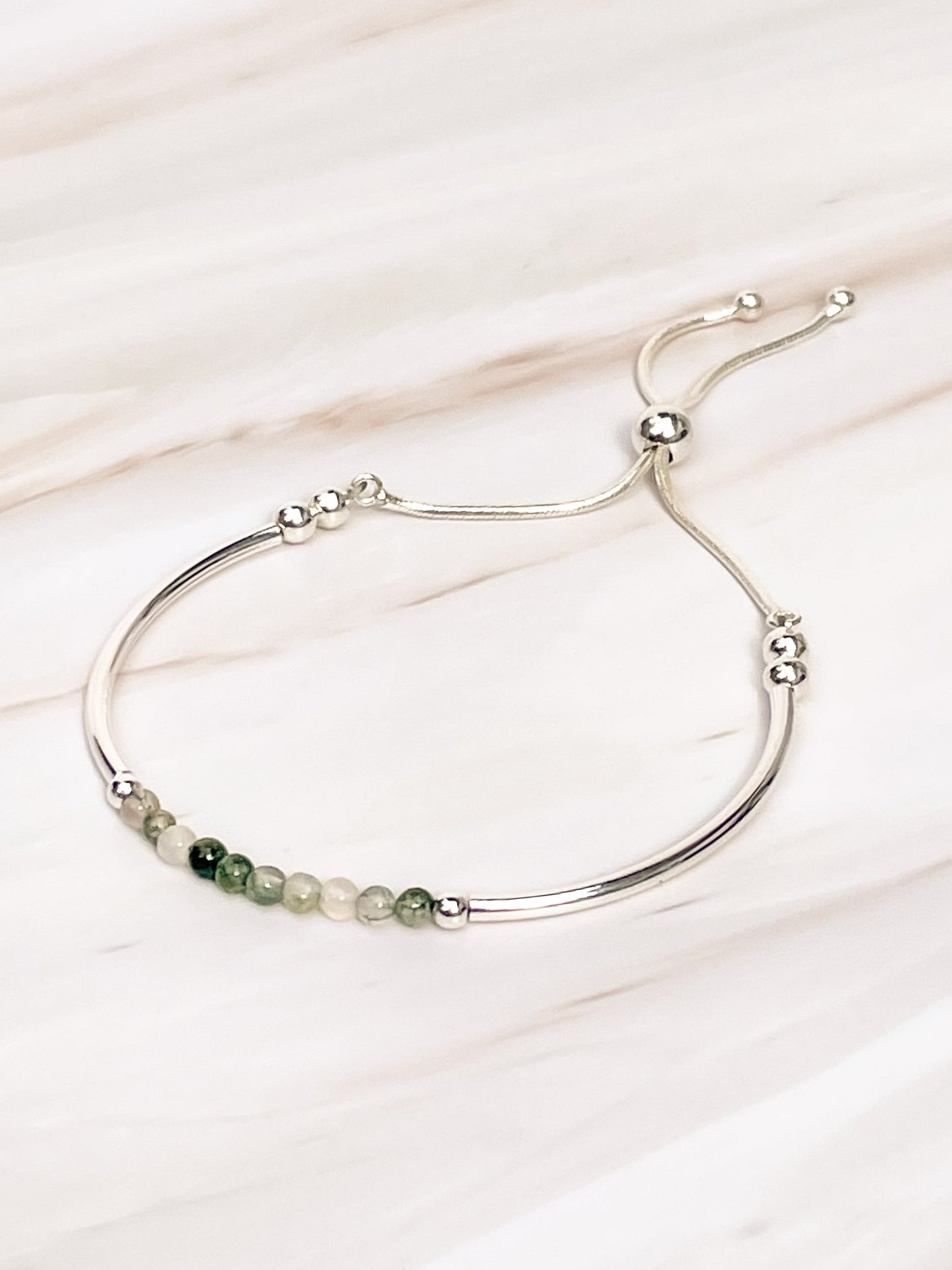 Moss Agate Slider Bracelet