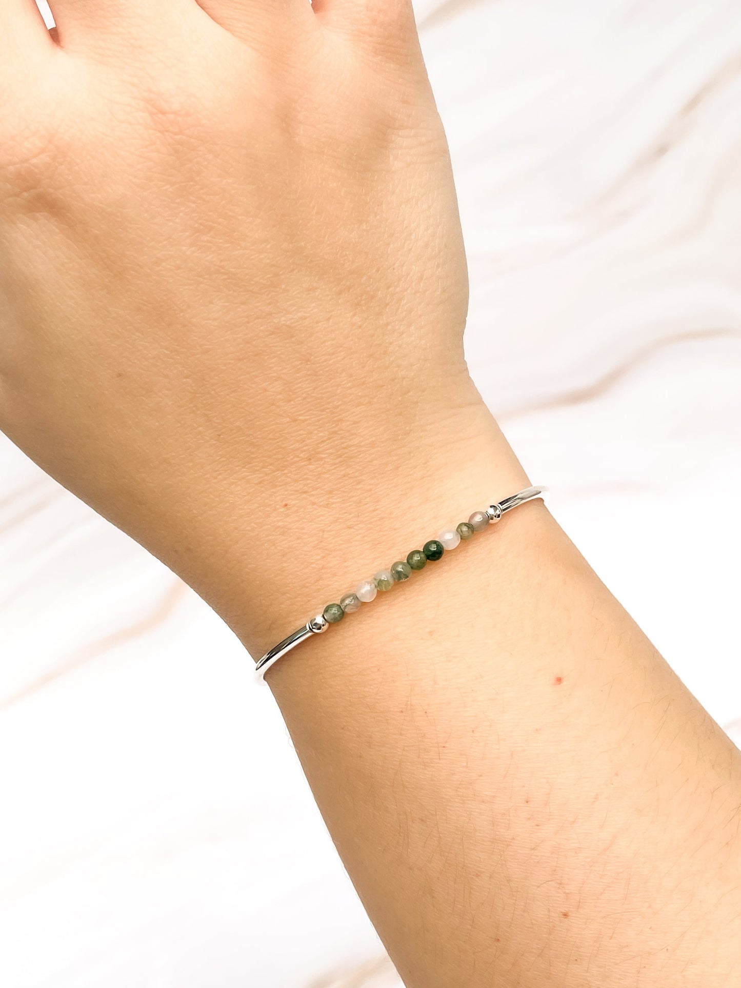 Moss Agate Slider Bracelet