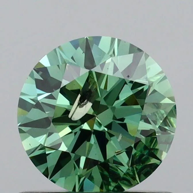 0.75ct Round Lab Grown Diamond (Colour Fancy Vivid Green, Clarity I1, Cut ID, IGI Certified)