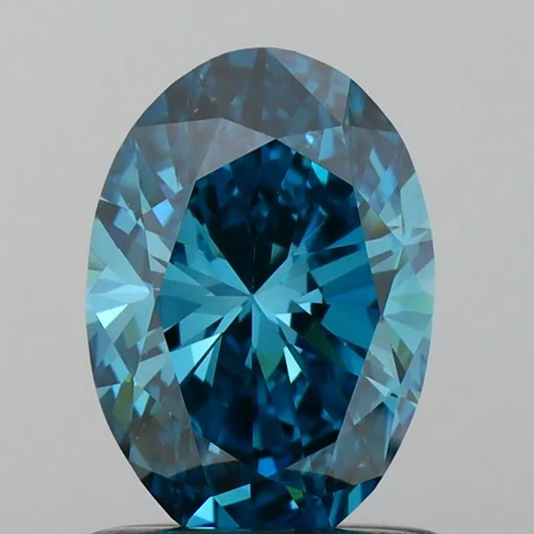0.87ct Oval Lab Grown Diamond (Colour Fancy Vivid Blue, Clarity VS1, IGI Certified)