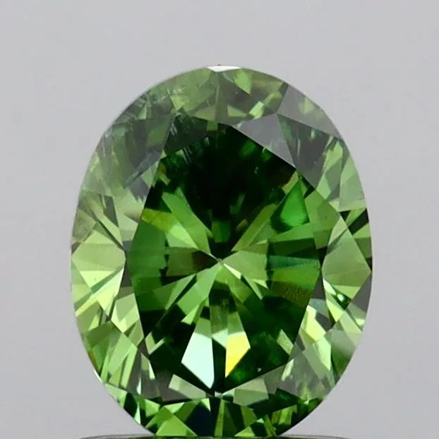 0.98ct Oval Lab Grown Diamond (Colour Fancy Vivid Green, Clarity SI2, IGI Certified)