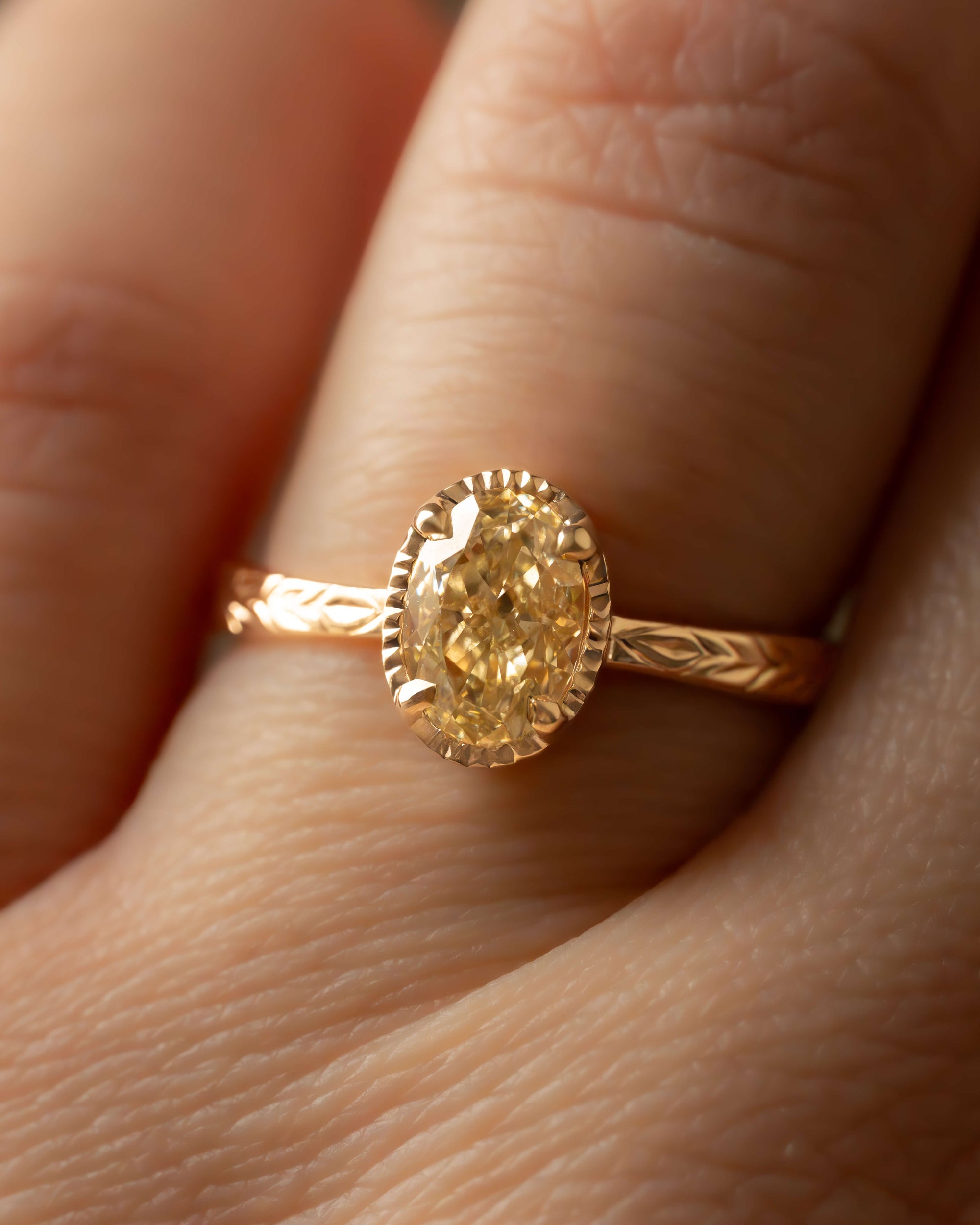 Yellow Diamond Laurel Ring - Ready to ship
