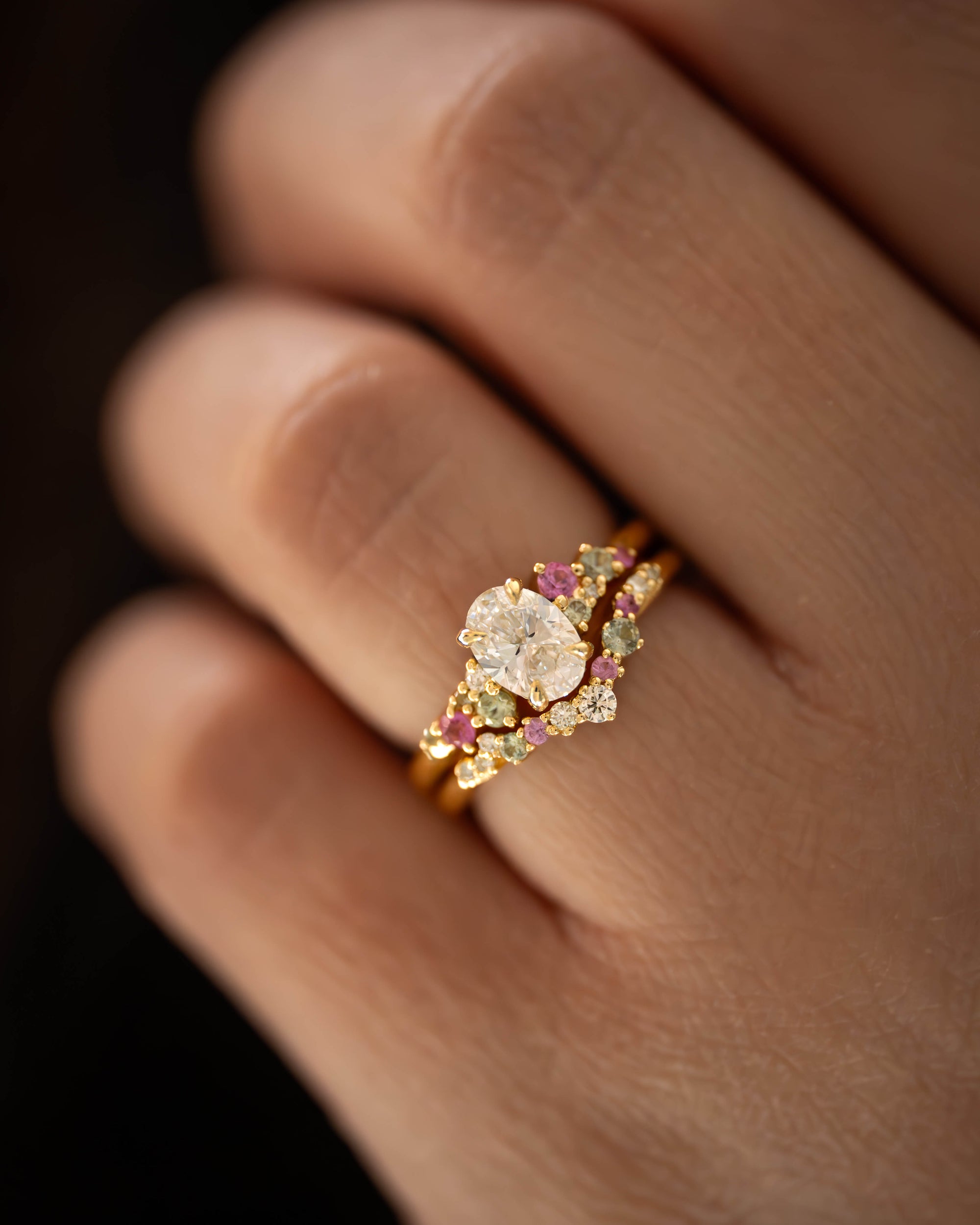 The Aries Ring - Pink &amp; Green Sapphire Accents