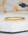 The Elain Ring - Laurel-Engraved Diamond Wedding Band (2 mm)