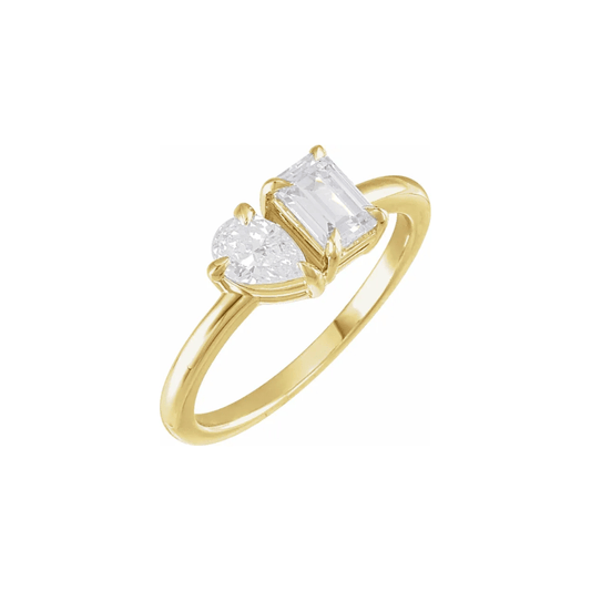 Toi et Moi Emerald Diamond Ring
