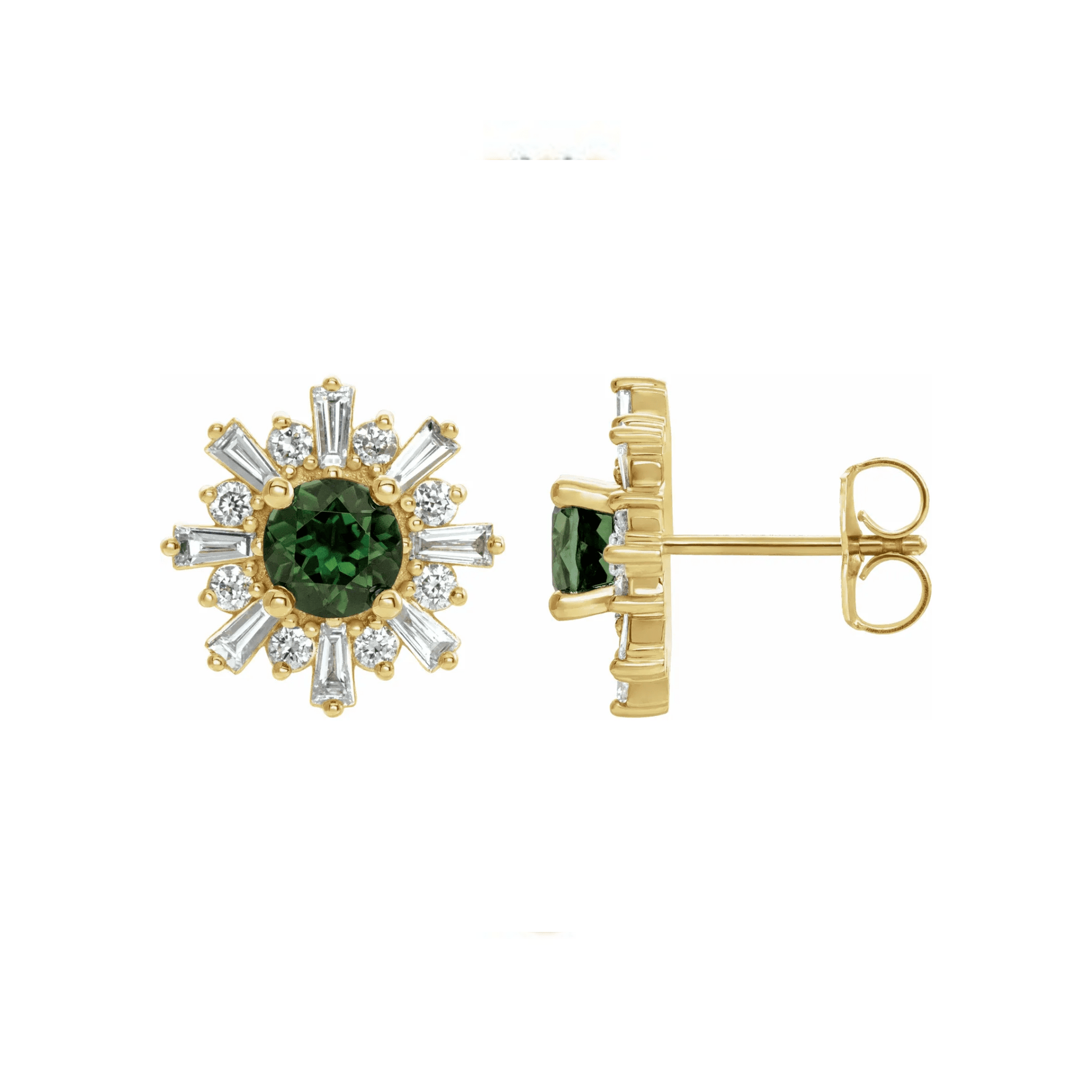 Diamond & Tourmaline Gold Ear Studs - Moments Jewellery