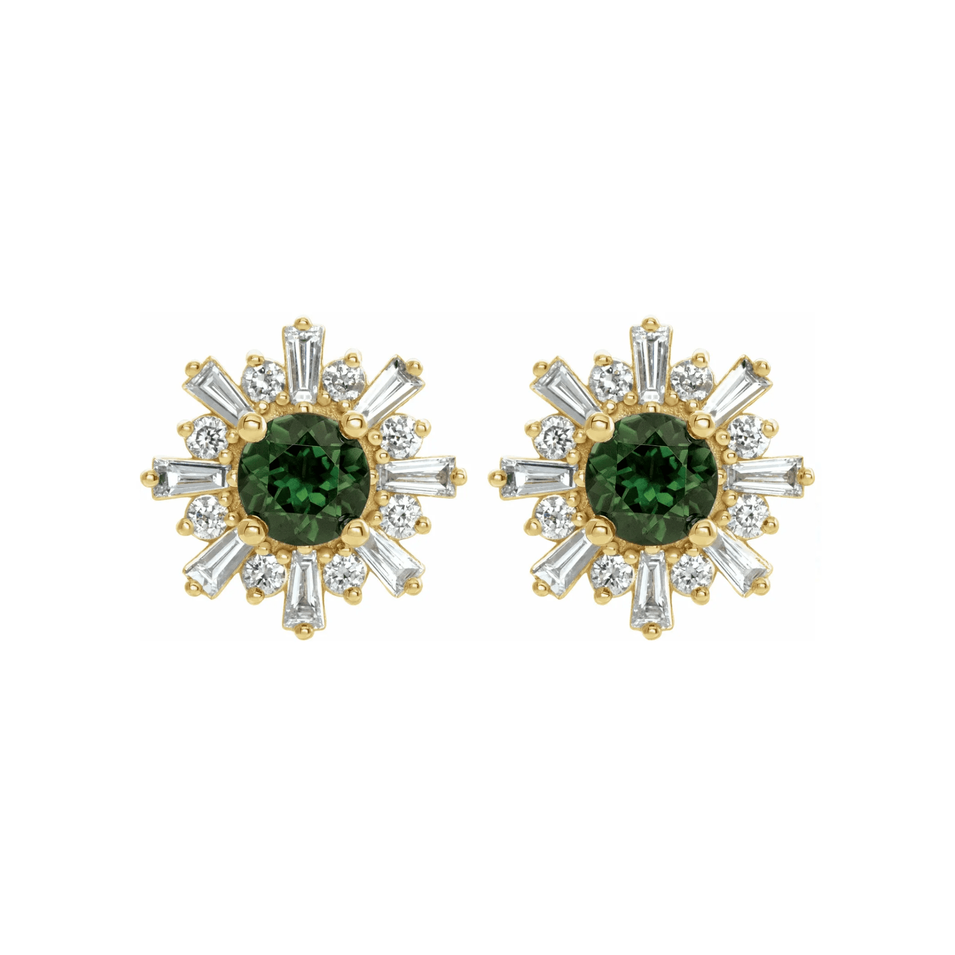 Diamond & Tourmaline Gold Ear Studs - Moments Jewellery