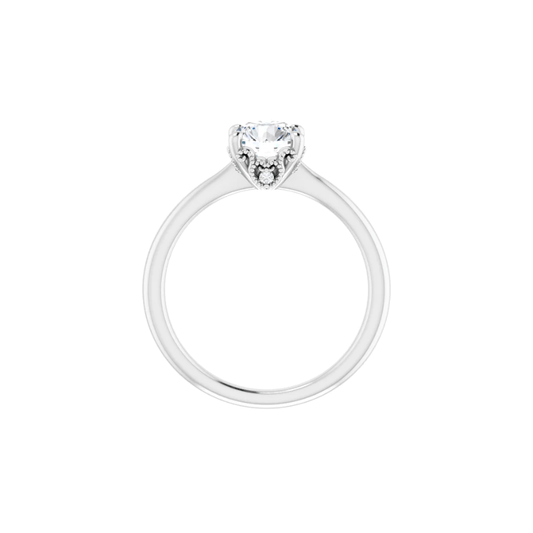 Hidden Accent Solitaire Engagement Ring - Natural Diamond